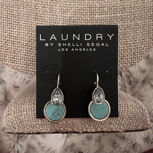 Laundry By Shelli Segal Double Drop Turquoise and Aquamarine Stone Earrings